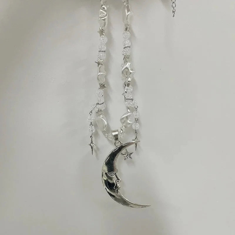 Soft Girl Moon & Stars Beaded Necklace