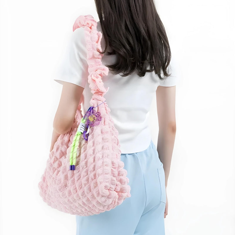 Soft Girl Quilted Ruched Hobo Bag