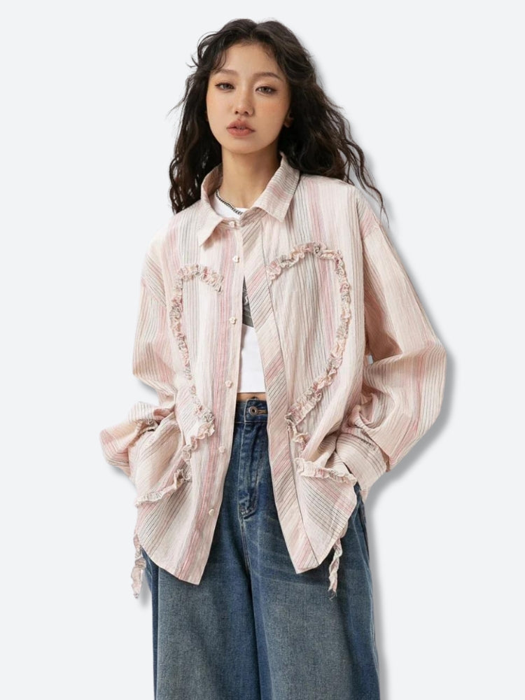 Soft Girl Ruffled Heart Shirt