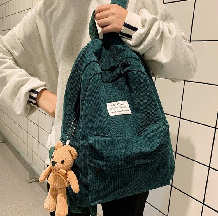 Teddy Bear Corduroy School Backpack