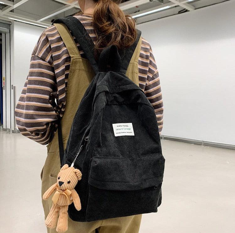 Teddy Bear Corduroy School Backpack