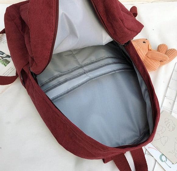 Teddy Bear Corduroy School Backpack