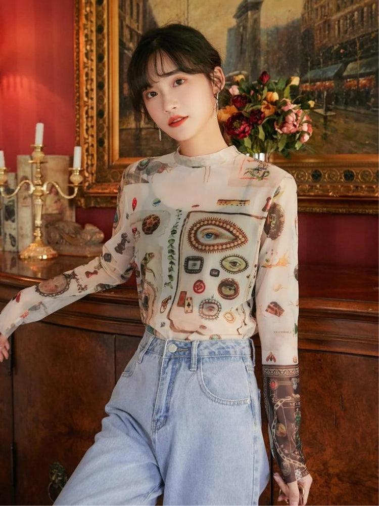 Vintage Symbols Sheer Top