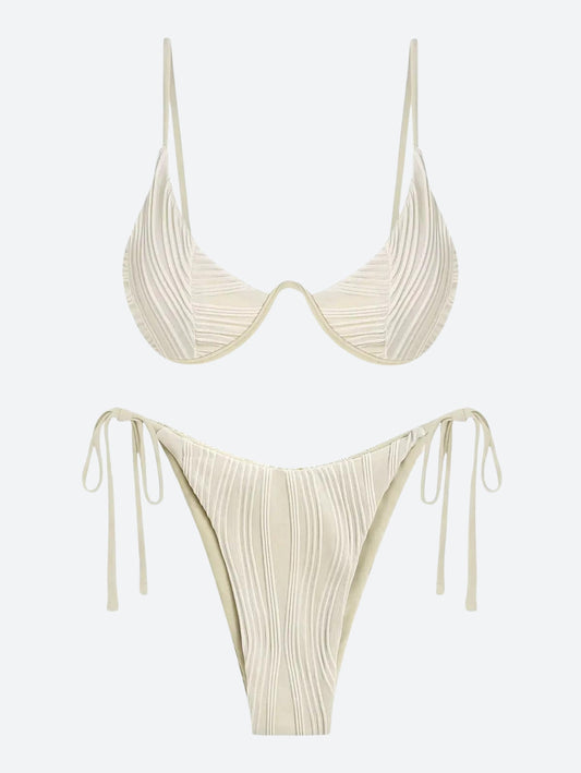 Wavy Striped Wired Cup Bikini Set