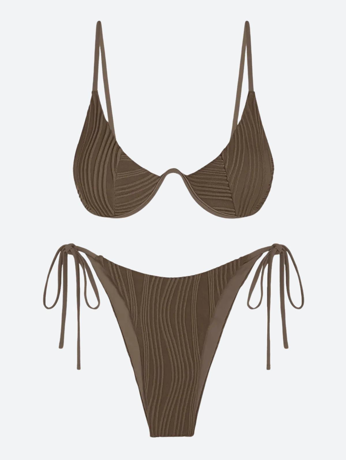 Wavy Striped Wired Cup Bikini Set