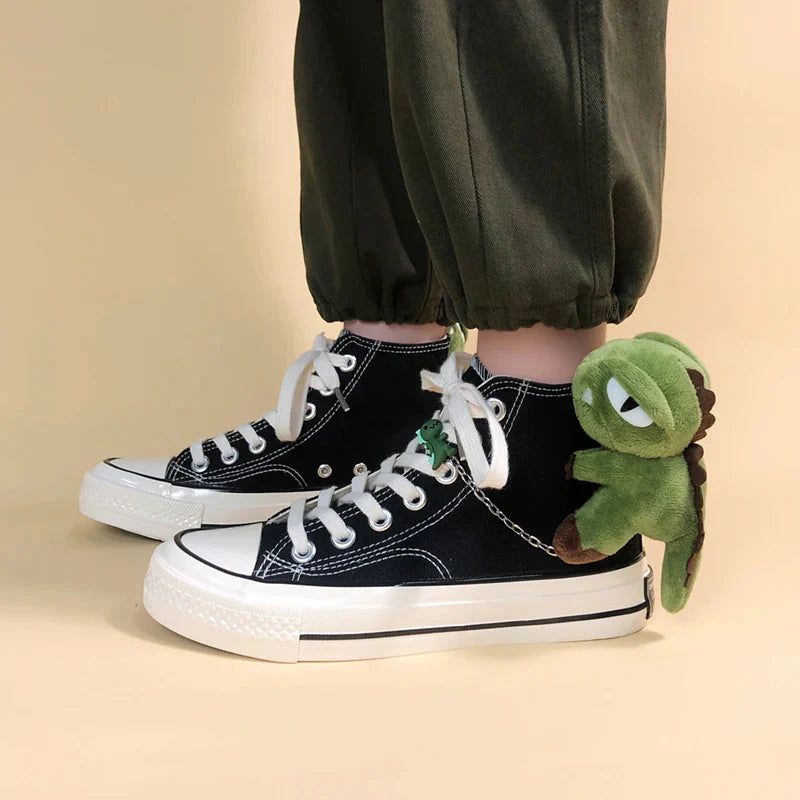 Weirdcore Dinosaur Canvas Shoes