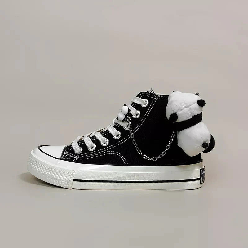 Weirdcore Panda Canvas Shoes