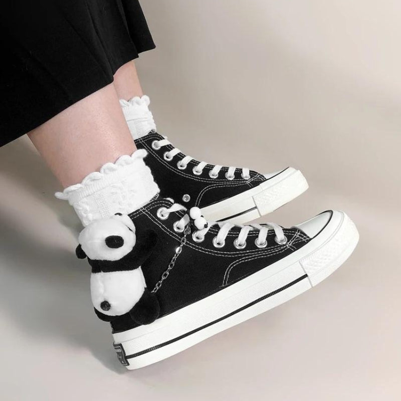 Weirdcore Panda Canvas Shoes