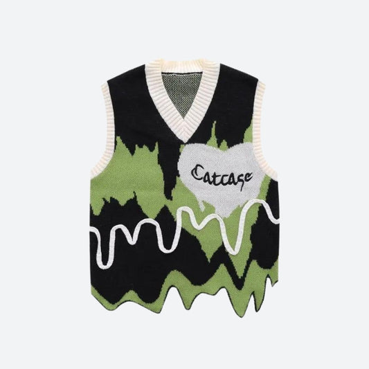 Weirdcore Wavy Striped Sweater Vest