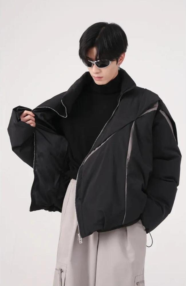 Y2K Asymmetrical Zipper Puffer Jacket