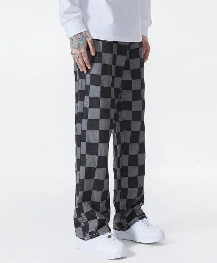 Y2K Checkered Black Pants