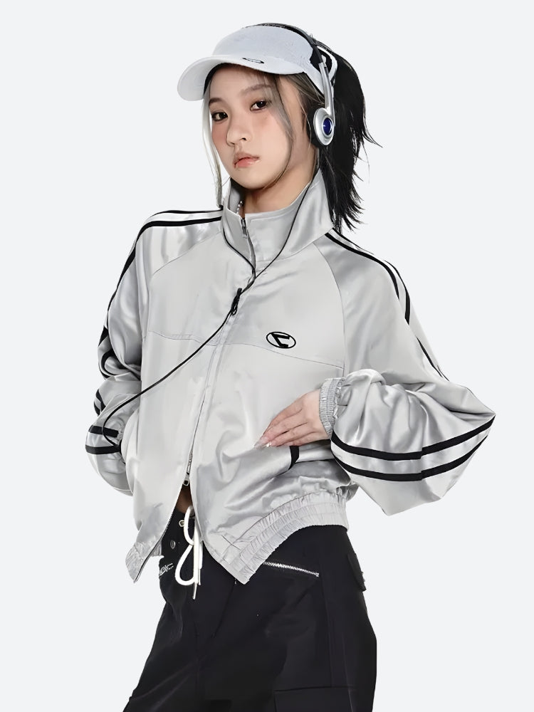 Y2K Cyberpunk Reflective Double Zip-Up Jacket