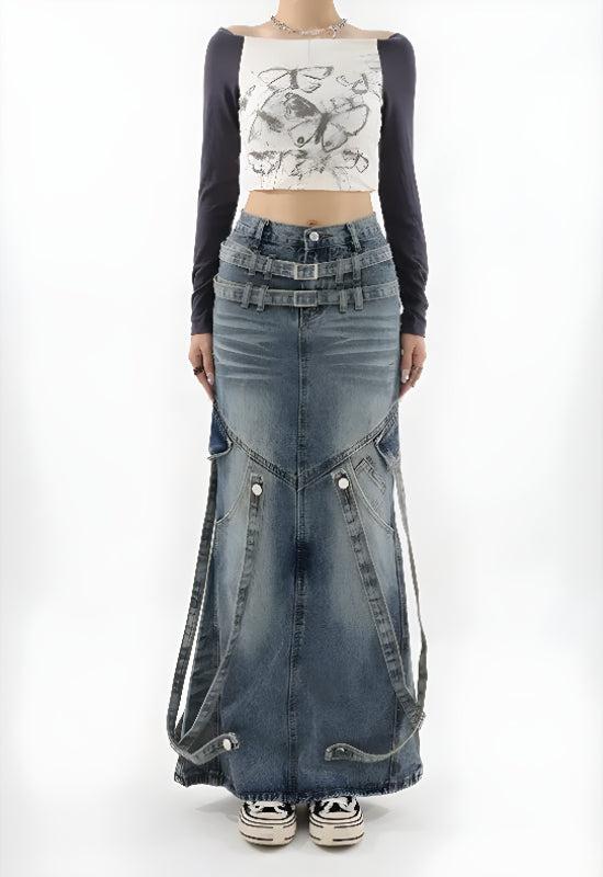 Y2K Denim Maxi Skirt