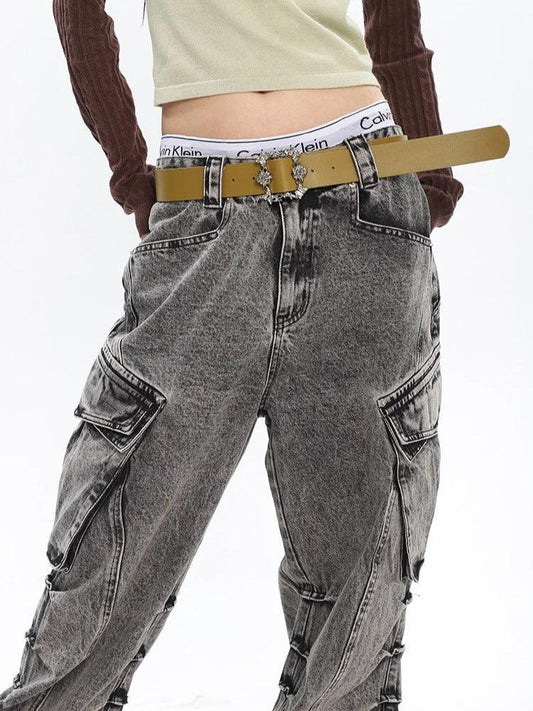 Y2K Distressed Big Pockets Cargo Jeans