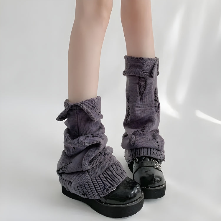 Y2K Grunge Distressed Knitted Leg Warmers