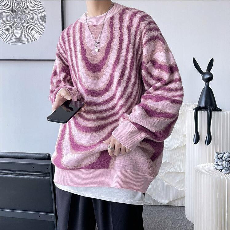 Y2K Wavy Striped Knitted Sweater