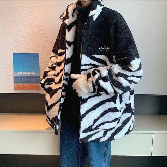 Zebra Print Zip-Up Jacket